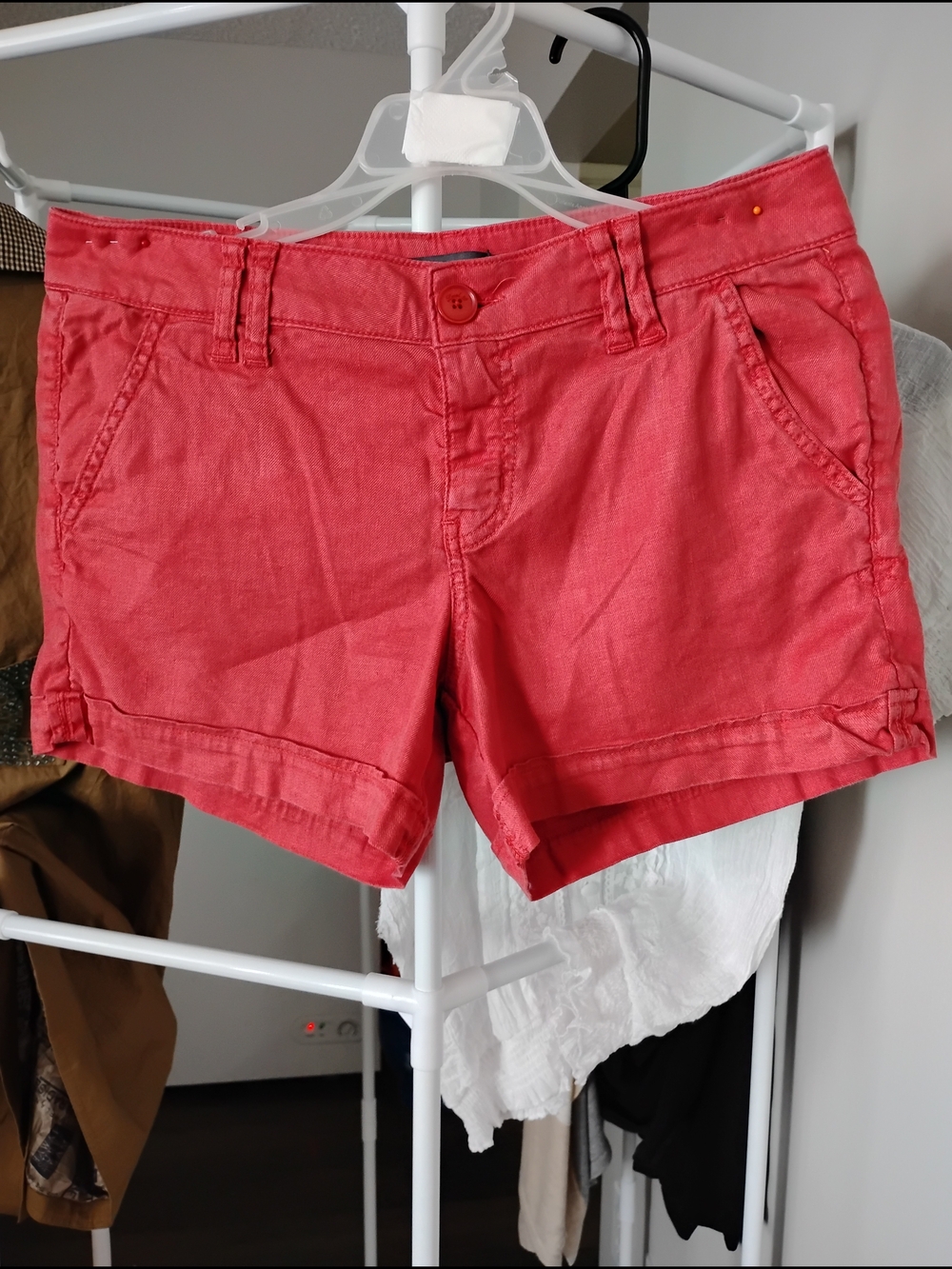 Level 99 Women's Coral Vibrant Red Utility Cargo Blend Shorts